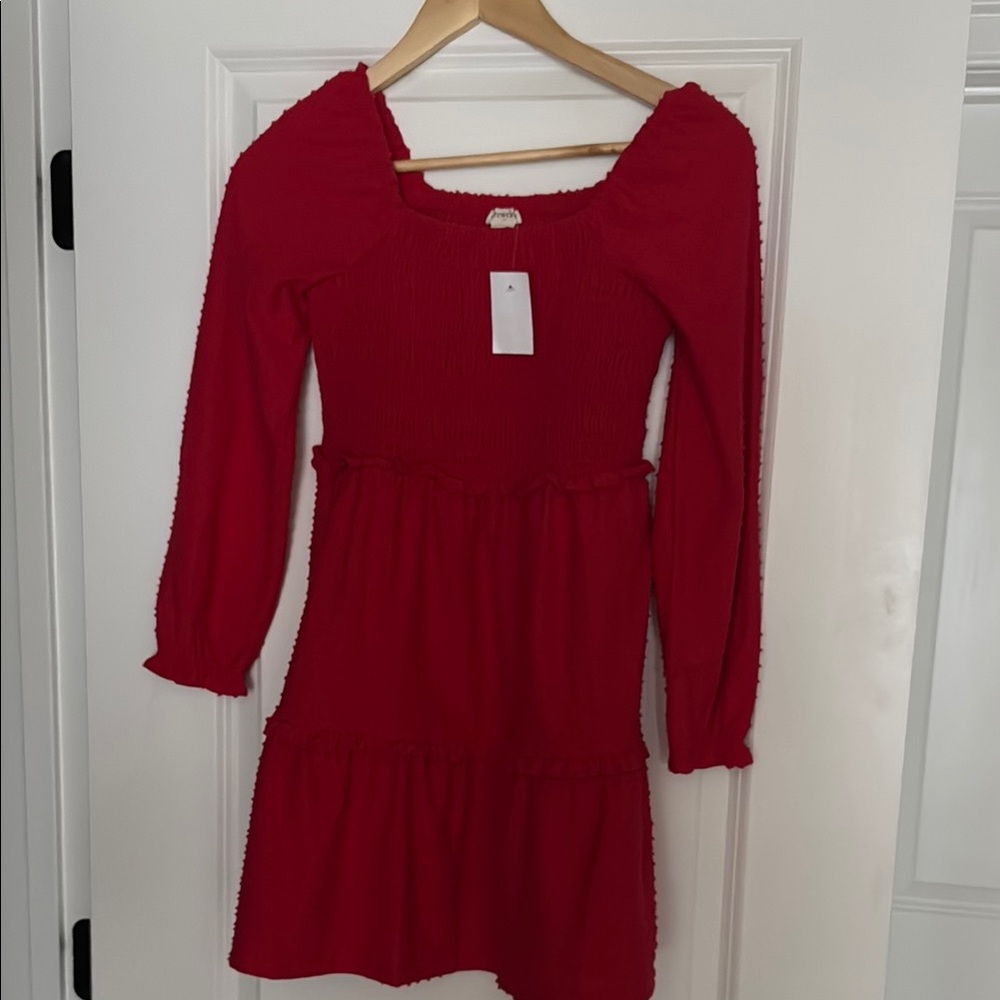 J. Crew Factory Red Bishop Sleeve Sundress